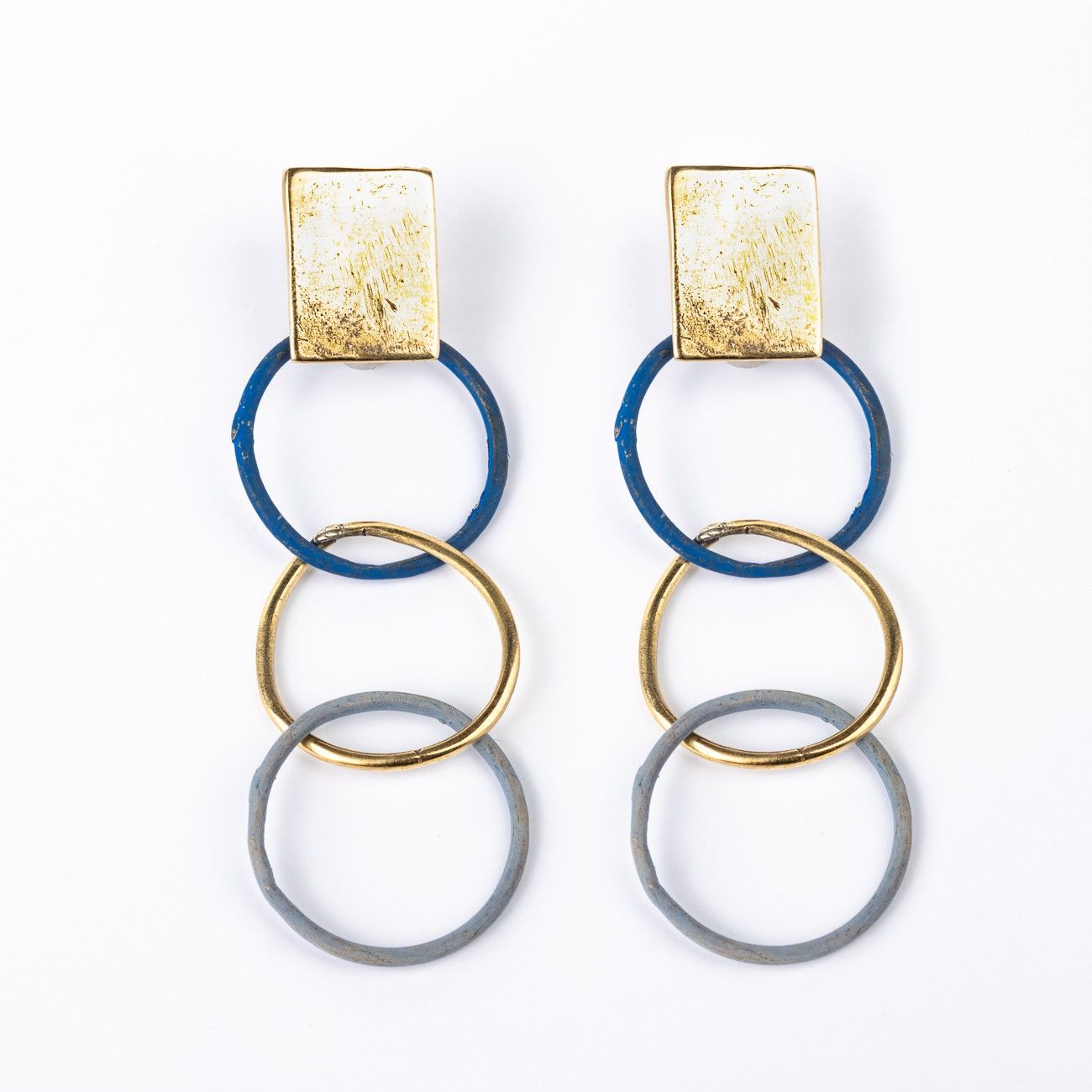 Bronze Earrings Two Blue...