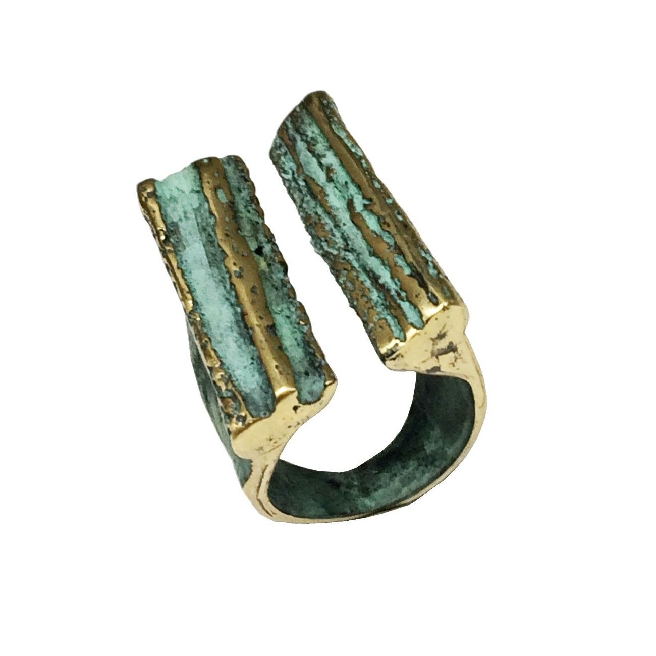 Pendientes en bronce verde y dorado de la colección "Al Viento"