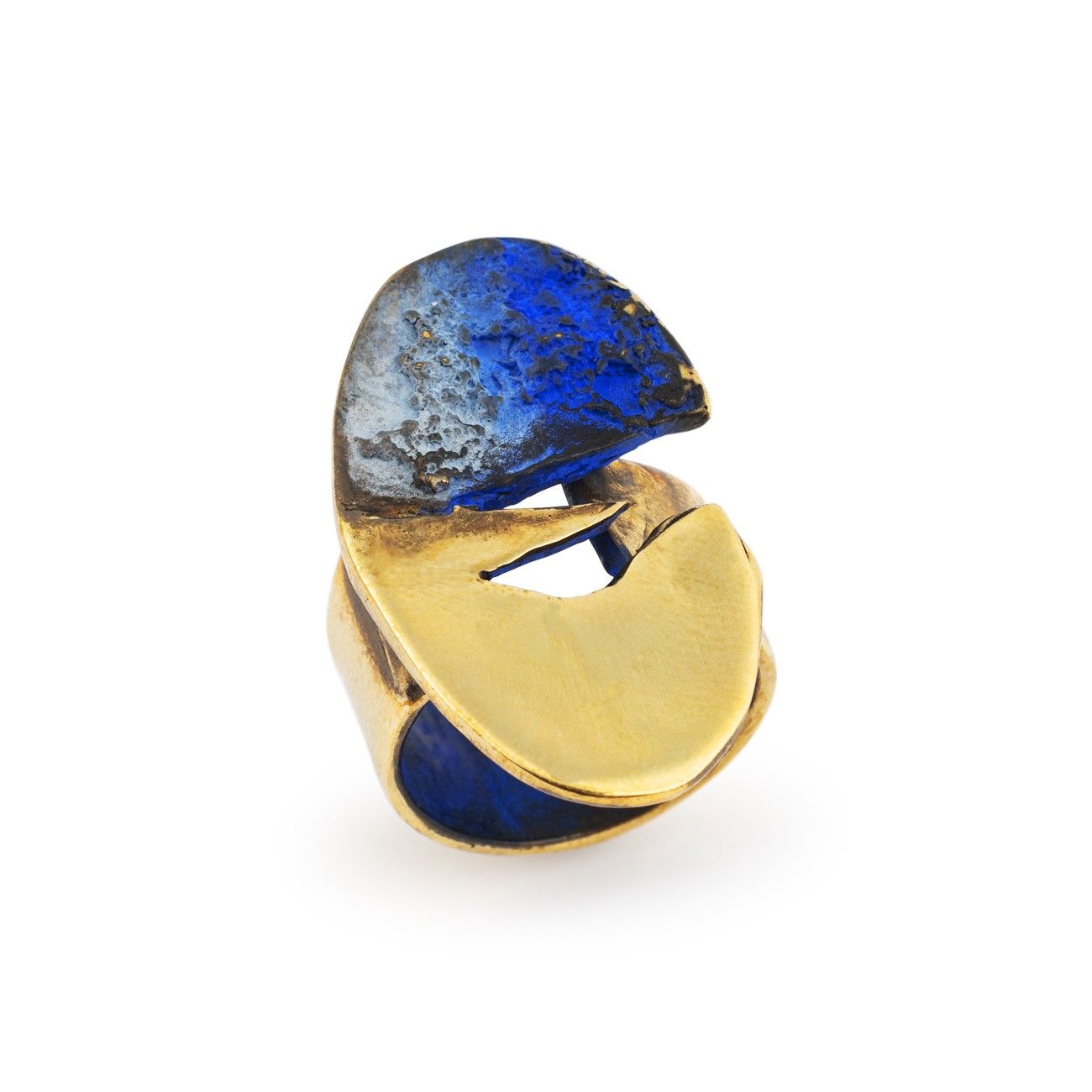 Anillo en bronce azul y...