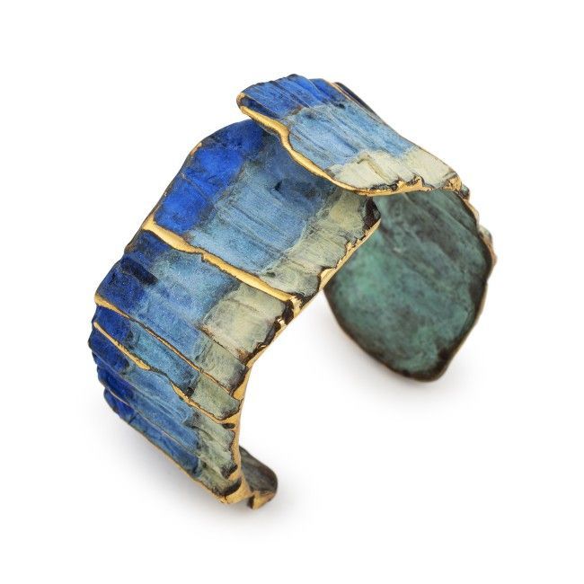 Pulsera en bronce azul y...
