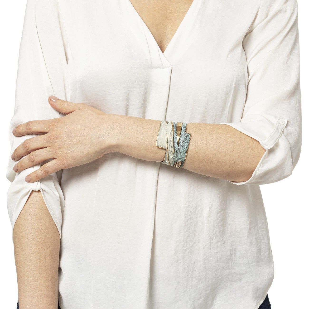 Pulsera en bronce verde y...